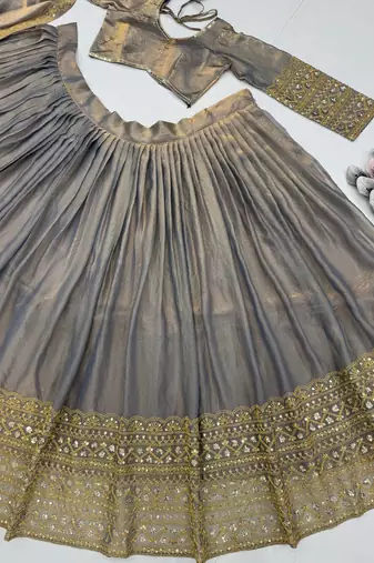 Grey & Gold Zari Lehenga Set