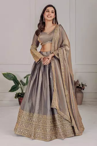 Grey & Gold Zari Lehenga Set