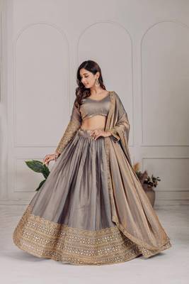 Grey & Gold Zari Lehenga Set 3