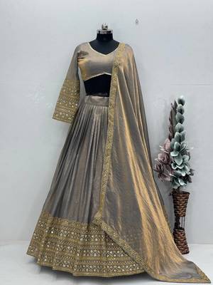 Grey & Gold Zari Lehenga Set 4