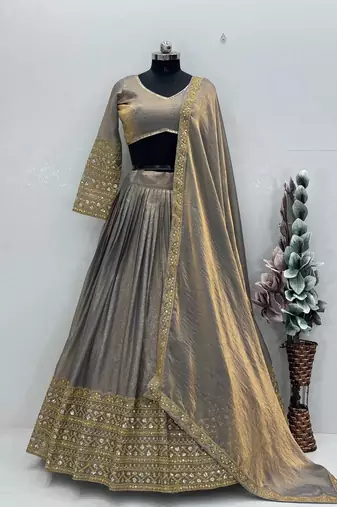 Grey & Gold Zari Lehenga Set