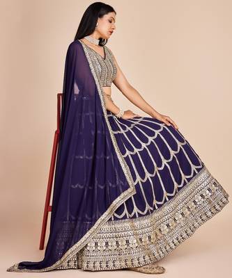 Navy Blue Heavy Embroidered Lehenga 2