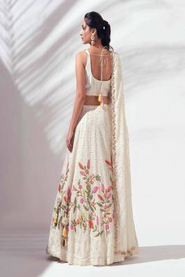 off-white Floral Embroidered Lehenga 2