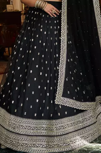 Black & Gold Designer Lehenga