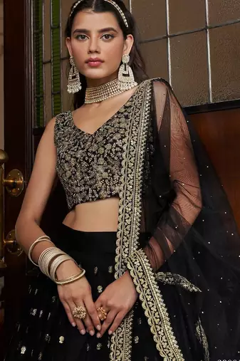 Black & Gold Designer Lehenga