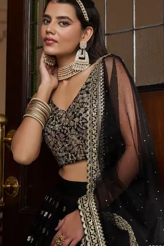 Black & Gold Designer Lehenga