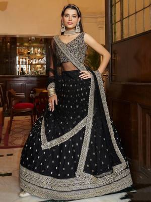 Black & Gold Designer Lehenga 1