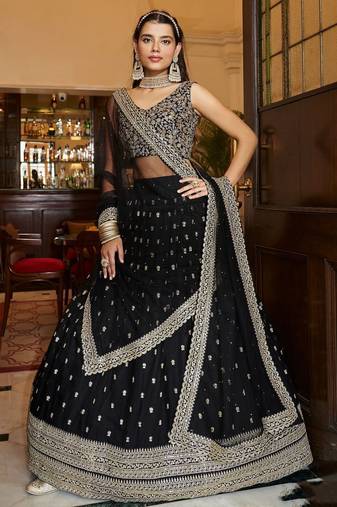 Black & Gold Designer Lehenga