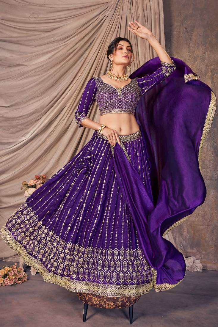Purple Bridal Style Lehenga
