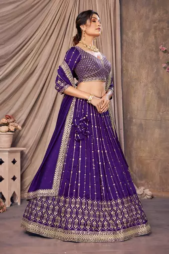 Purple Bridal Style Lehenga