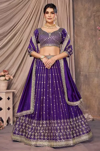 Purple Bridal Style Lehenga