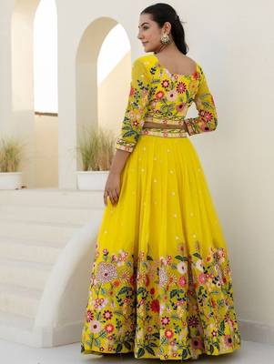 Yellow Floral Lehenga 2