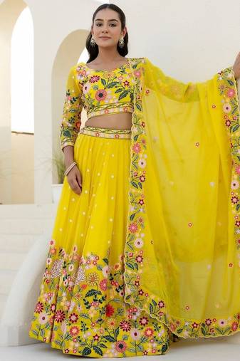Yellow Floral Lehenga