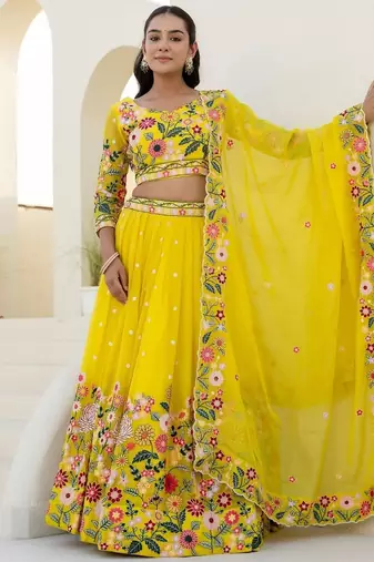 Yellow Floral Lehenga