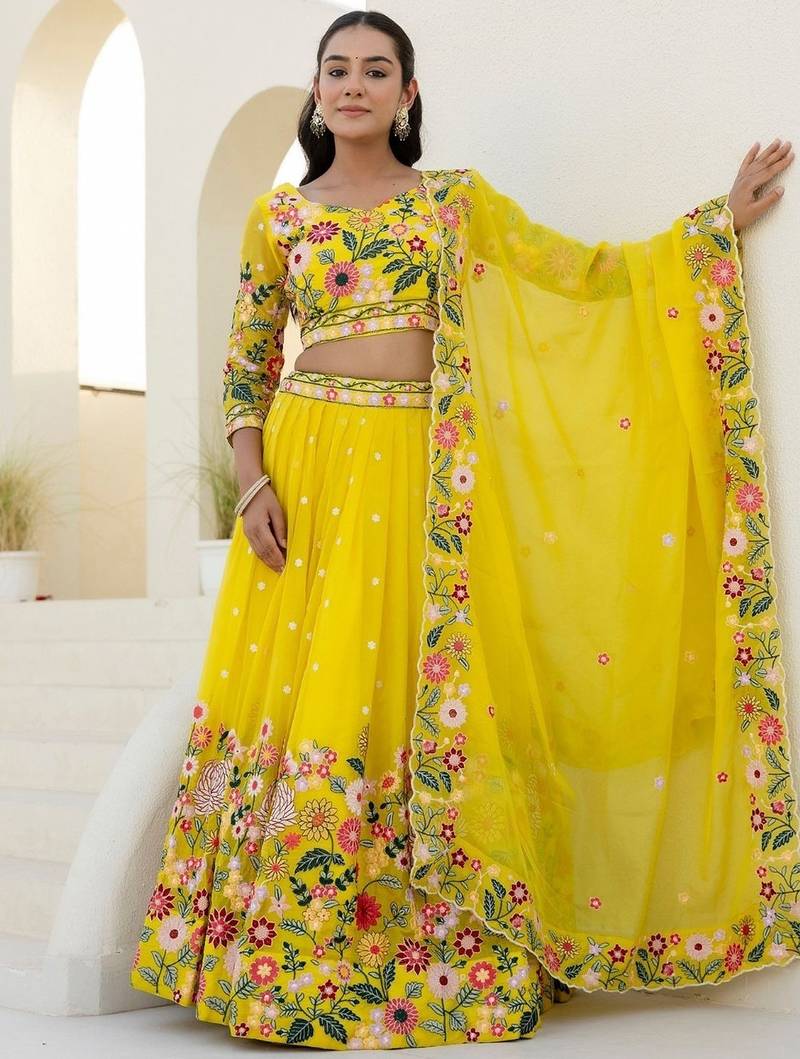 Yellow Floral Lehenga