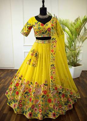 Yellow Floral Lehenga 3