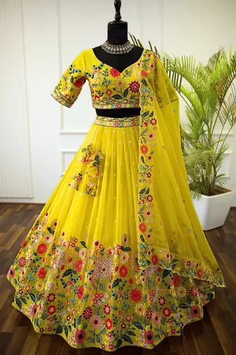 Yellow Floral Lehenga