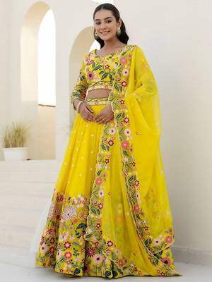 Yellow Floral Lehenga 4