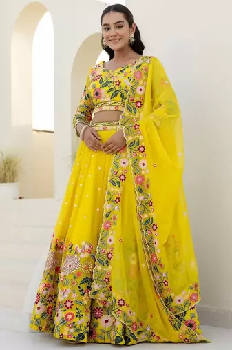 Yellow Floral Lehenga