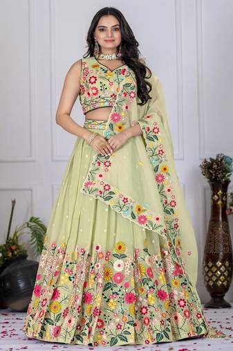 Light-Green Floral Lehenga
