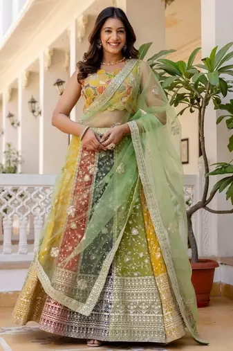 Multi-Color Panel Lehenga