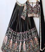 Black Floral Embroidered Lehenga