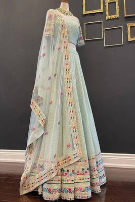 sky -blue Bridal Style Lehenga 3