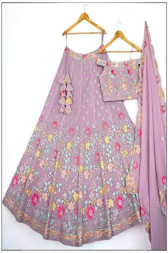 Light-purple Floral Lehenga