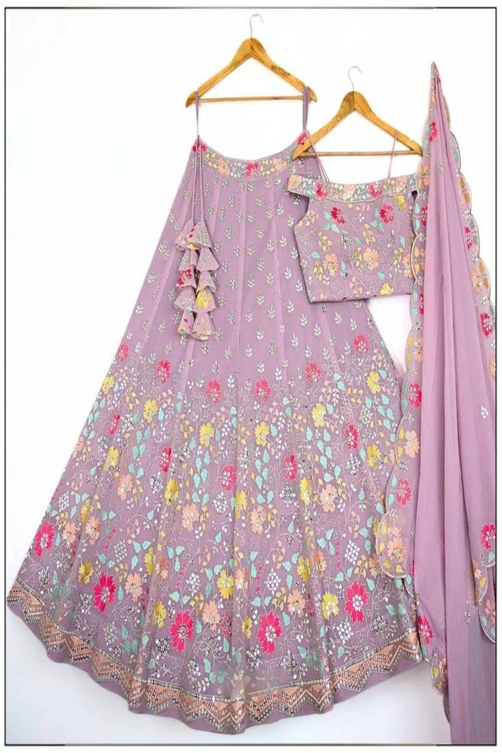 Light-purple Floral Lehenga