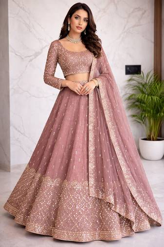 Light-purple Floral Lehenga