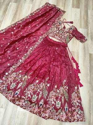 Classic Red Embroidered Lehenga 2