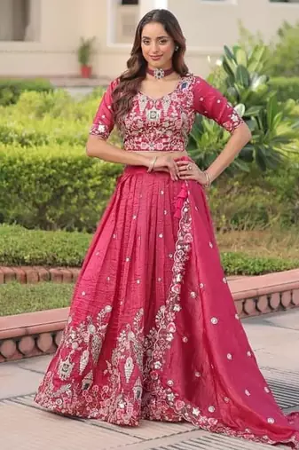 Classic Red Embroidered Lehenga
