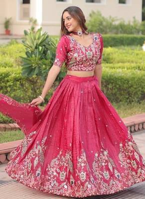 Classic Red Embroidered Lehenga 4