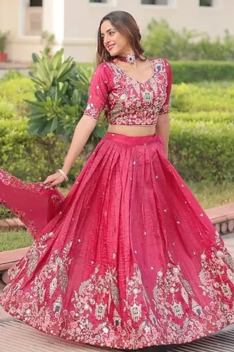 Classic Red Embroidered Lehenga