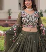 Olive Floral Lehenga