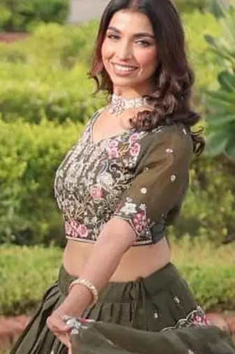 Olive Floral Lehenga