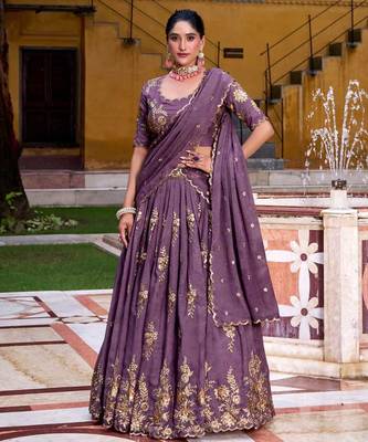 Purple Embroidered Lehenga 1