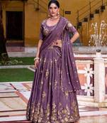 Purple Embroidered Lehenga