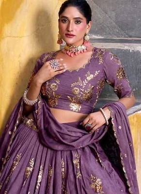 Purple Embroidered Lehenga 2