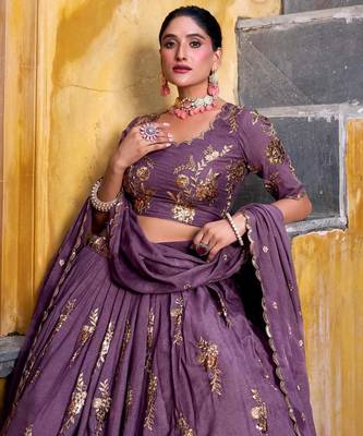 Purple Embroidered Lehenga 3