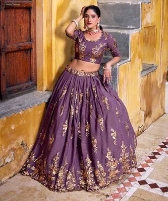 Purple Embroidered Lehenga 4