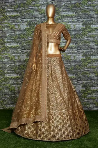 Antique-Gold Bridal Lehenga