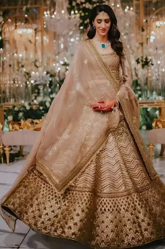 Antique-Gold Bridal Lehenga