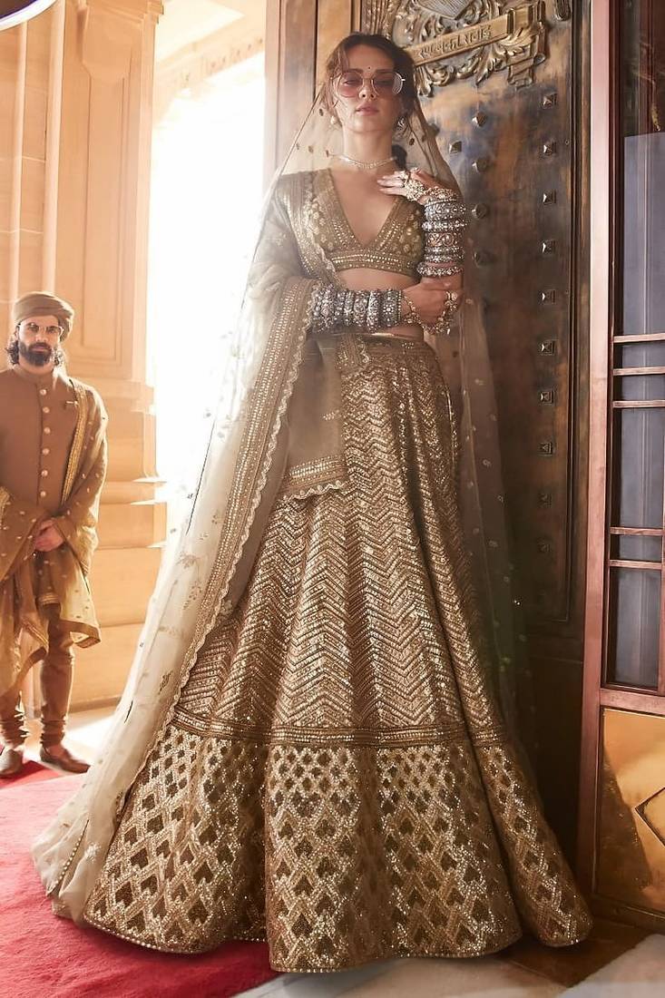 Antique-Gold Bridal Lehenga