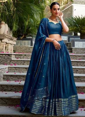 Blue Minimal Lehenga 1