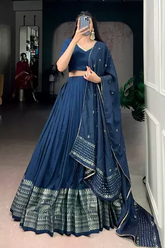 Blue Minimal Lehenga