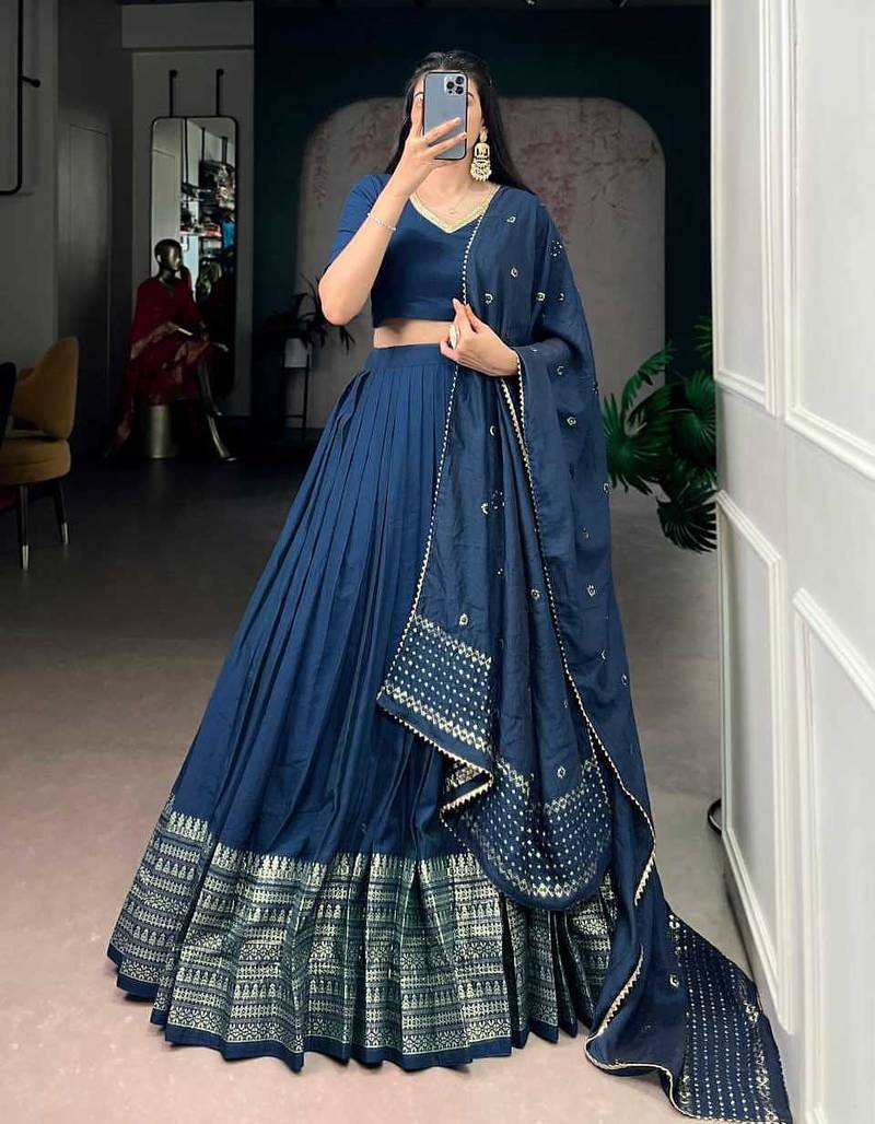 Blue Minimal Lehenga