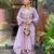 Elegant lavender chanderi  kurta pant set with floral embroidery & dupatta