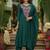 Stylish dark green viscose rayon embroidered kurta set with dupatta & pant
