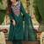 Stylish dark green viscose rayon embroidered kurta set with dupatta & pant